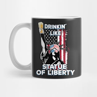 Drinking Like Statue of Liberty 4th of July Merica Flag Mug